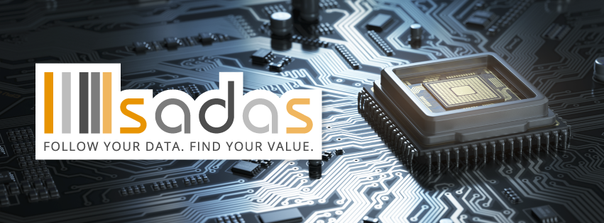 Logo di Sadas con motto "Follow your data, find your value".